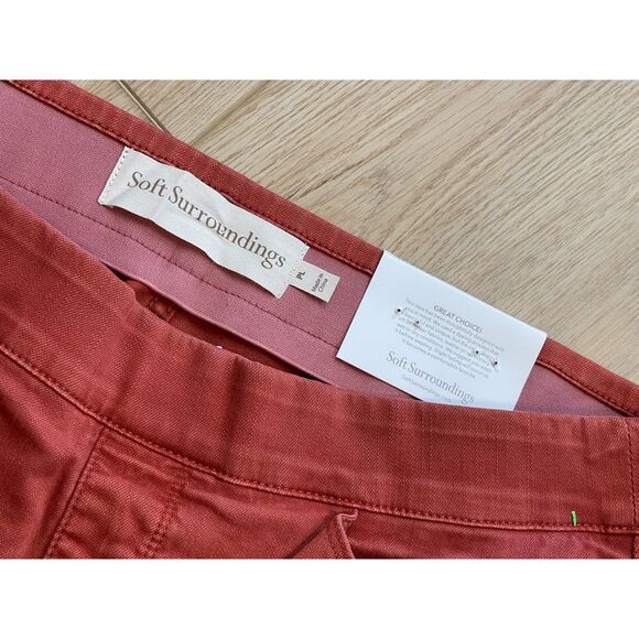 Soft Surroundings Rust Red Slim Straight Jeans Size 14P NWT - Picture 4 of 5